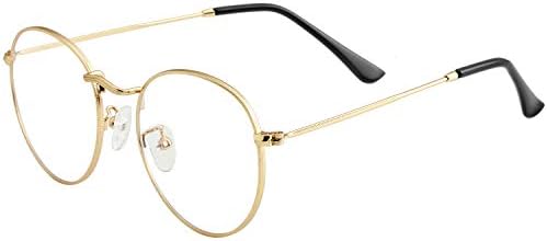 Kursan Класически Кръгли Очила с Прозрачни Лещи за Жени, Мъжки слънчеви Очила в Кръгла Метална Рамка Без Рецепта