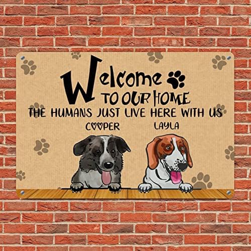 Alioyoit Потребителското си Име на Кучето Добре дошли в Нашата къща, Хората Тук с нас, Забавна Метална Плоча с изображение