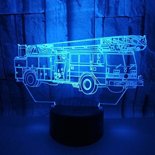 Jinnwell 3D Пожарната Кола Нощно Лампа Илюзия 7 Цвята Смяна на Сензорен Прекъсвач Тенис на Маса, Украса Лампи Led Коледен