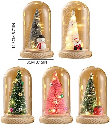 Мини-Украса за Коледната Елха на Миниатюрна Елха в Стъклен Купола с Led Подсветка на Коледа САМ Занаятите Party Decoration