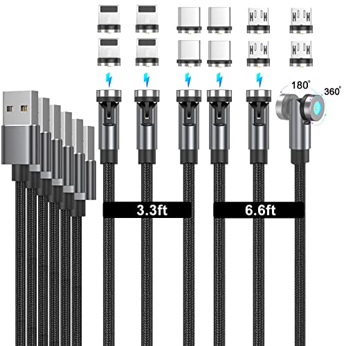 NetDot Gen12 L-Образна USB-C [L-Образна 6,6 фута, 3 опаковки черен цвят] Магнитен Кабел за бързо зареждане и пренос на данни, Съвместим с телефони Type-c