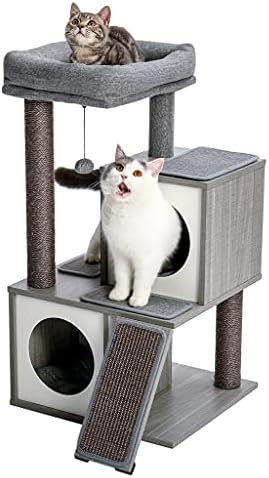 SCDCWW Modern Cats Кула за котки на дървото с Вързана сизалем когтеточками, Просторен апартамент и Голямо Насестом за