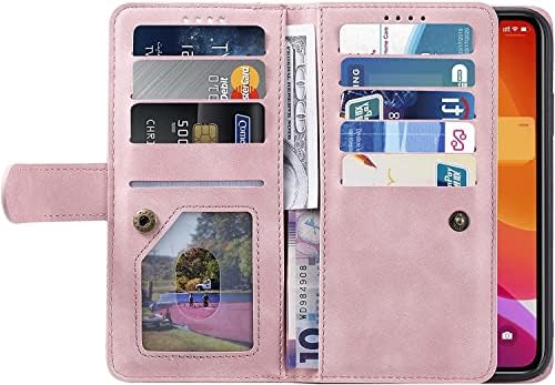 Чанта-портфейл FULNES за iPhone 13/13 Mini/Pro 13/13 Pro Max, калъф-награда от изкуствена кожа премиум-клас с панти капак и магнитна закопчалка от TPU (Цвят: розов, размер: 13pro max 6,7 )