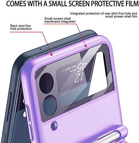 Калъф COCOING за Samsung Galaxy Z Flip 3, Модерен Бизнес калъф за телефон със Стилус, с устройство за защита на пантите