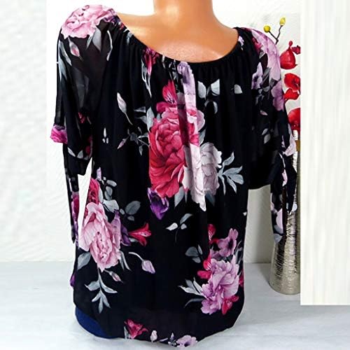 Yubnlvae Блузи за Жени, Модни Ежедневни Плюс Размер Дишащи Модни Летни Ризи с Кръгло Деколте и Къс Ръкав Модел