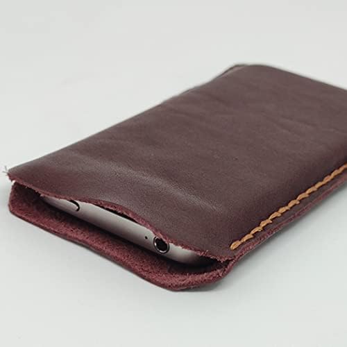 Чанта-кобур от естествена кожа за Nokia 6.1 Plus (Nokia X6), Калъф за телефон от естествена кожа ръчно изработени, Кожен калъф-чанта за носене на поръчка, Вертикална мека Кожен