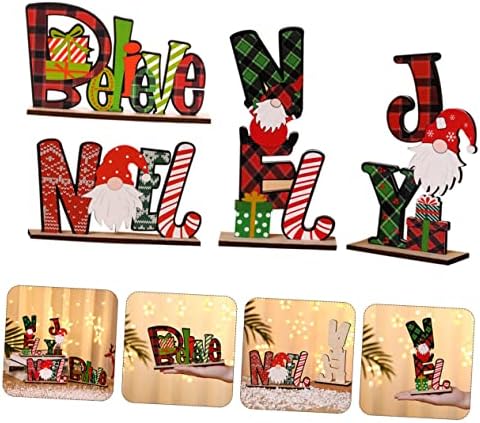Abaodam Коледна Украса на Масата Декор на масата в Трапезарията Украшение на Дядо Коледа Орнамент във формата на Букви и Орнаменти За Коледното парти Коледна Украса Noe