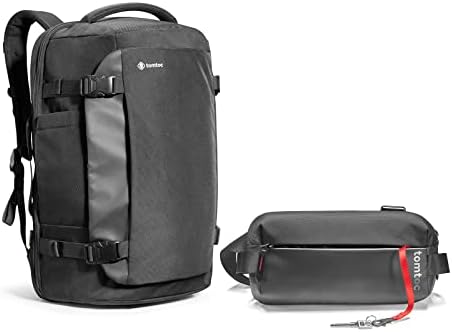 tomtoc Комплект Пътен раница 40Л и компактна чанта-прашка EDC Черно 4,5 л (подходящ за 8,2-инчов iPad Mini)