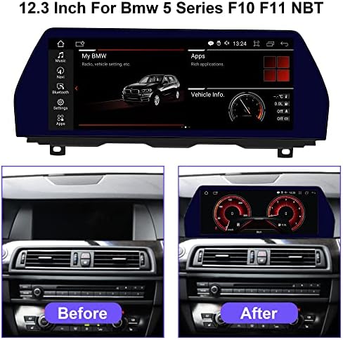 Android 12 Аудио Стерео Автомобилен GPS навигатор за BMW 5 серия F10 F11 на системата iDrive, 12,3-инчов сензорен екран