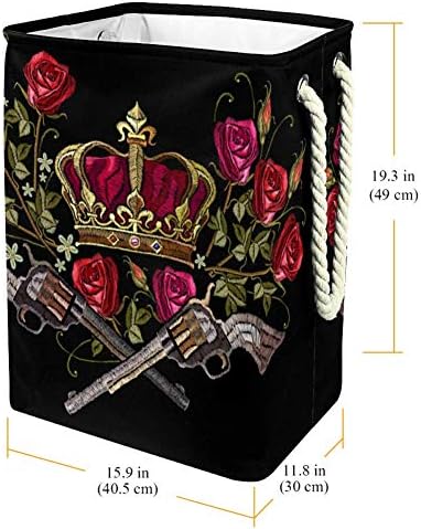 Inhomer Revolvers Златна Корона и Пролетните Рози 300D Оксфорд PVC, Водоустойчив Кошница за Дрехи, Голяма Кошница за