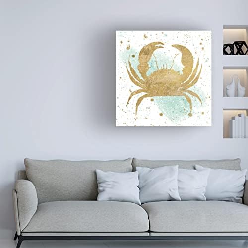 Търговска марка на Fine Art 'Silver Sea Life Aqua Crab' Платно-арт от Wild Apple Portfolio