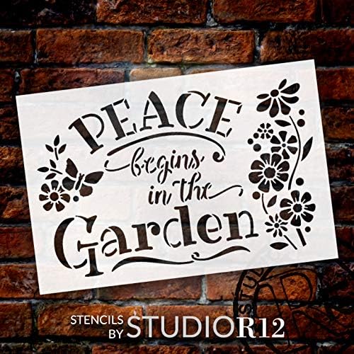 Peace Begins - Шаблони за градината от StudioR12 | за многократна употреба шаблон от mylar | Табела от дърво | Цвете