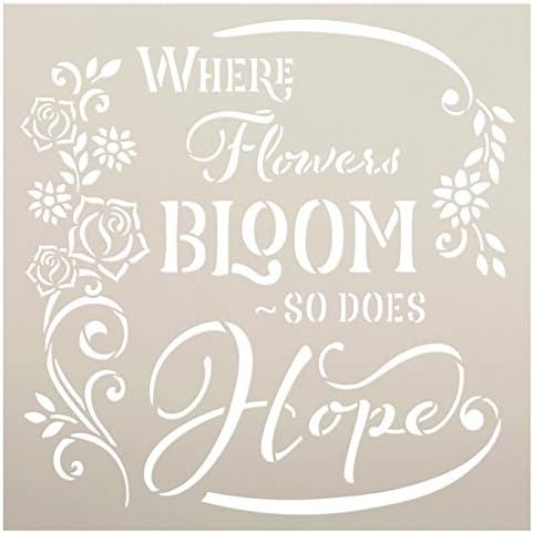 Където цъфтят цветя - Шаблони Надежда от StudioR12 | за многократна употреба Шаблон от Mylar, Квадратна Дървена Табела