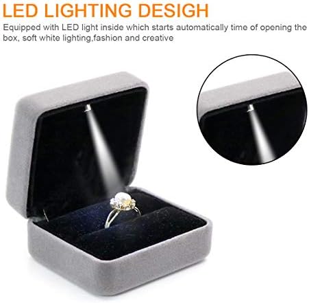 Кутия за пръстен кадифе GBYAN с Подарък Скоростна дисплея бижута LED светлини за Сделки, Годеж, Сватба
