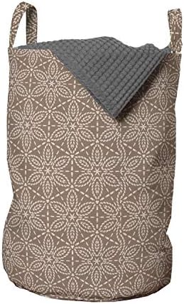 Foldout Ретро чанта за дрехи, Геометрични Форми, които Образуват Монотонно Флорални Мотиви и Традиционни елементи, Кошница