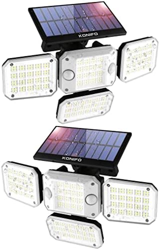 Слънчеви външни светлини Сензор за движение: Led прожектори с две сонди, Външни охранителни светлини на слънчеви батерии,