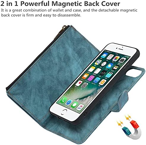 iCoverCase за iPhone 8 Plus/7 Plus / 6s Plus/6 Плюс Чанта-портфейл с държач за карти и каишка за китката, стойка, изкуствена кожа, Отделения за карти, Магнитни [подвижни] панти капак, 5,5 ?