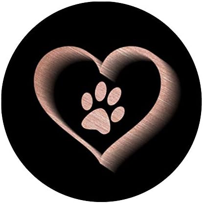 Розов отпечатък на кучешки лапи от сърце на черна дръжка за телефон PopSockets PopGrip: замяна дръжка за телефони и таблети