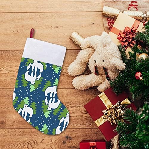 Коледни Чорапи с Полярна Мечка, Окачени Чорапи за Камината в Коледната Дървото с Къси Плюшени Белезници, Украса за Дома Празнични Партита