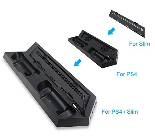 TP4-891 Вертикална поставка за PS4 Slim/PS4 с Охлаждащ вентилатор, Зарядно устройство с два Контролера и 3 допълнителни