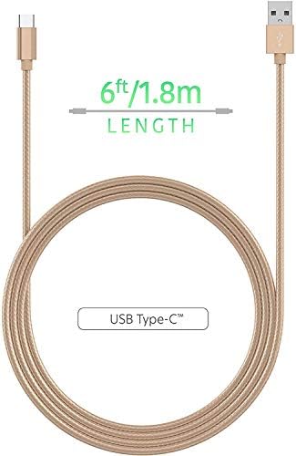 Кабел USB Type C Зарядно устройство [6 фута] Сплетен Тежкотоварни кабел за бързо зареждане USB 2.0 C, Съвместим Samsung