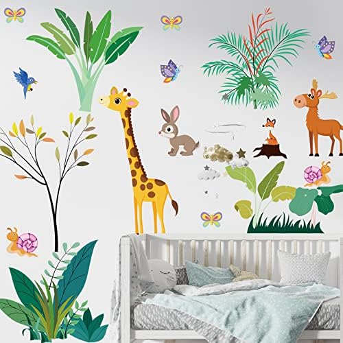 Стикери за стена с животински Тропическа Джунгла, Свалящ Стикер на стената във формата на Жираф, Стикер на стената с ръце, Украса за Детска, Детска стая, Детска стая
