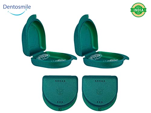 Ортодонтический хонорар за зъби Dentosmile /Калъф за изравняване /Кутия/ устата охрана и съхранение на зъбни протези в брилянтно-зелен цвят (опаковка от 4 броя)