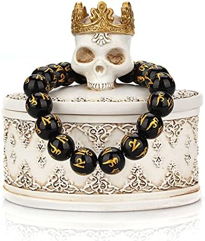 TBWHL скелет главата бижута кутия за бижута организатор на притежателя на Хелоуин декорация череп начало декор Бял