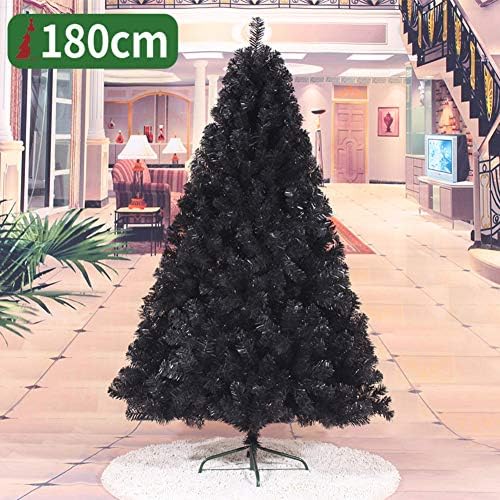 DLPY 6 фута Черна Изкуствена Коледна елха Класическа Смърч Премиум-клас На панти с Метална стойка, Сгъване за Празнична украса-Черен 6 фута (180 см)
