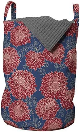Чанта за дрехи Ambesonne Dahlia, Цветя Букети на Тема Градинарство, Изтъркан Модел Женствени цветя в ливада, Кошница