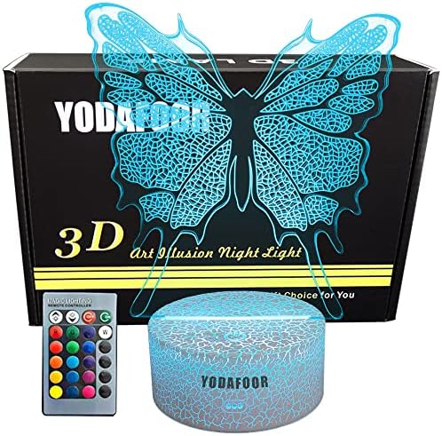 YODAFOOR Деца Пеперуда 3D лека нощ Нощна лампа 16 Цвята, на Променящите се с Дистанционно Управление Пеперуда Коледни Подаръци за Рожден Ден за Момичета Жените Декор спа?