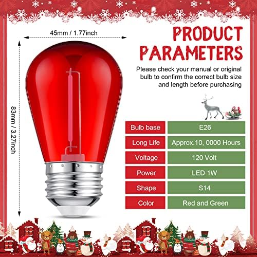 48 Бр Коледни Цветни led Гирлянди Непромокаеми Пластмасови Сменяеми лампи S14 Led Лампа за работа на открито Гирлянди
