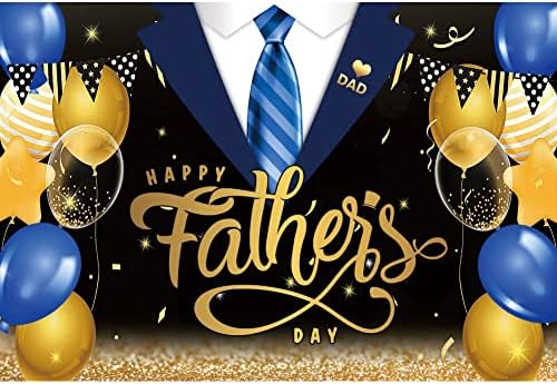 Leowefowa Фон за Снимки От Ден на бащата, 7x5ft Декор за парти в чест на Деня на бащата, Черен Костюм, Вратовръзка, Сини и Златни балони, на Фона на Ден на бащата за Снимка, Ба?