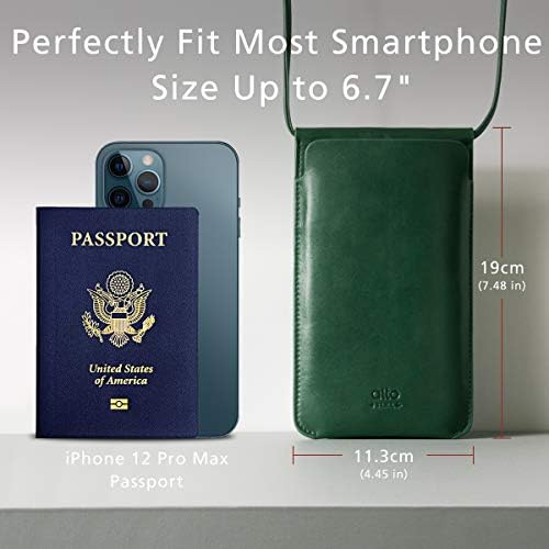 кожена кесия за телефон alto, италианска кожена чанта за телефона, през рамо с държач за карти и пагон за iPhone до 6,7