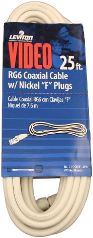 Коаксиален кабел Leviton C6851-25W RG6, Никелирани, 25 Фута, Бял