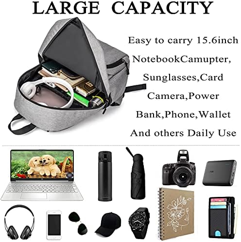 Раница за лаптоп Gkaikpe за пътуване с множество джобове с цип, Водоустойчива Раница с USB порт за зареждане, 15,6/14-инчови