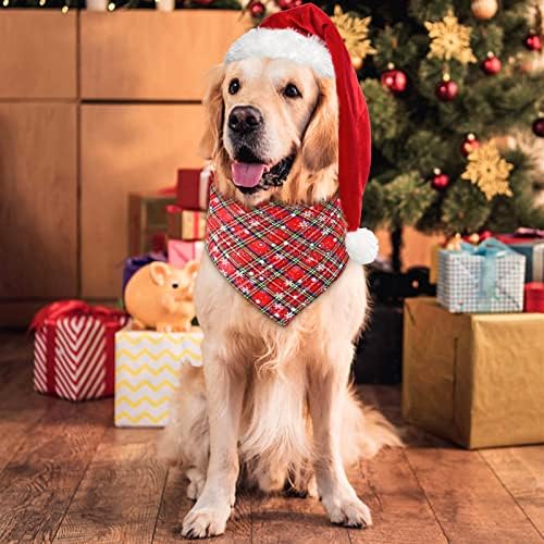 Mallier Коледен Нашийник-Кърпа за кучета с Снежинками, Червено-Черна Малка Клетка за кучета (Червено-черна клетка, малка)