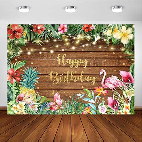Avezano Тропически Фон с Фламинго за Рожден Ден за Момичета, Хавайски Вечерни Украса, годишно Дърво, Цветя, Листа, Светлини,