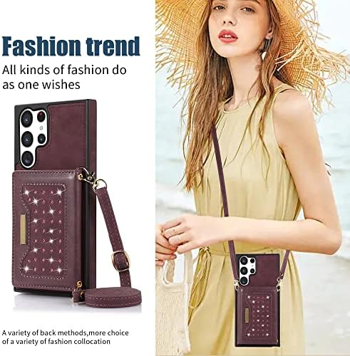 CCSmall за Samsung Galaxy S23 Ultra (не S23) за Носене в чантата си през рамо за жени, Лъскав Калъф за телефон от изкуствена