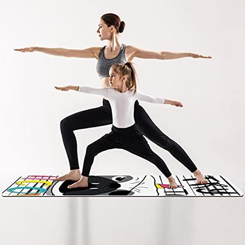 Дебел нескользящий постелката за йога и фитнес 1/4 с пиратски принтом под формата на Еднорог-Мопс за практикуване на Йога, Пилатес и фитнес на пода (61x183 см)