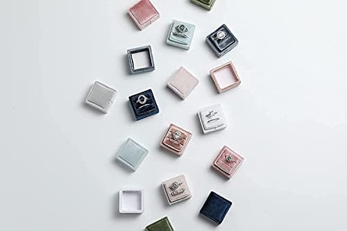 Кадифе малка кутийка за пръстени NicGor Premium с Прикрепена капак С Прорези за мъжки/женски Годежни пръстени и Брачни