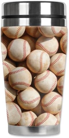 Пътна чаша Mugzie Old Baseballs с Изолирани Калъф за Неопрен, 16 унции, Черна