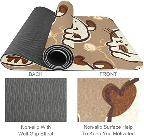 Много дебело килимче за йога с шарките на малки Кученца и Котенца 6 мм, екологично Чисти Постелки за упражнения от ТПЭ,