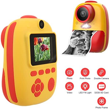 Vifemify детска цифрова камера 1080P детска акумулаторна камера за печат с цветни дръжки и стикери Камера за деца Помещение за момичета