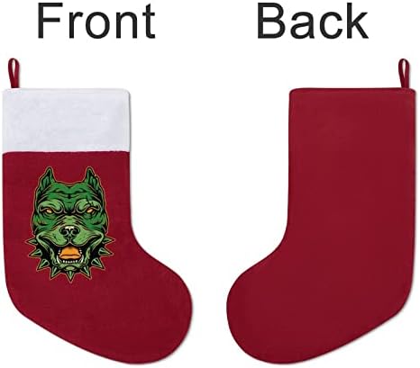 Цветни Червени Чорапи с Главата Питбуля, Коледни Празници Чорапи, Украса за Дома, Коледна Елха, Висящи Чорапи за Камината