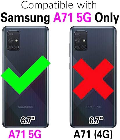 Asuwish Калъф за телефон Samsung Galaxy A71 5G Чанта-портфейл с RFID заключване, Държач за кредитни карти, Лента за през