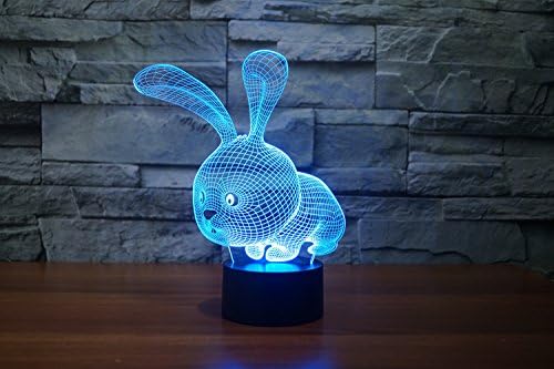 FXUSLGT Животните 3D Заек Нощно 16 Промяна на Цвета на LED Дистанционно Управление Настолна Лампа Акрилна Плосък КОРЕМА