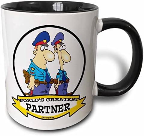 3dRose Забавен Анимационен за Най-полицейски партньор в света - Чаши (mug_103082_9)