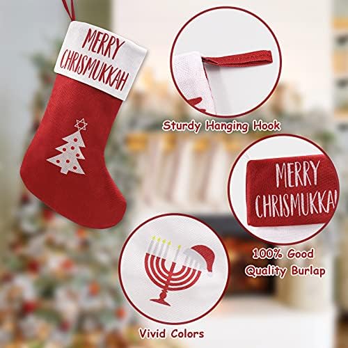 Отглеждане весела Коледа, Ханука Коледни Чорапи, Чорап за съхранение на подаръци от Зебло с Размери 10 х 15 инча, Украса