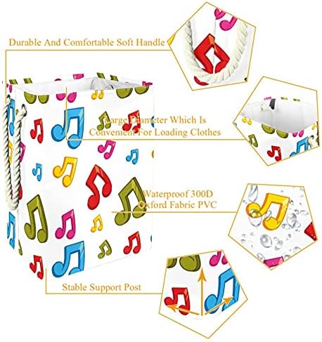 DEYYA Цветни Музикални ноти, Кошница за дрехи с дръжки Сгъваема Кошница за дрехи Вградена Подплата с Подвижни скоби Организация